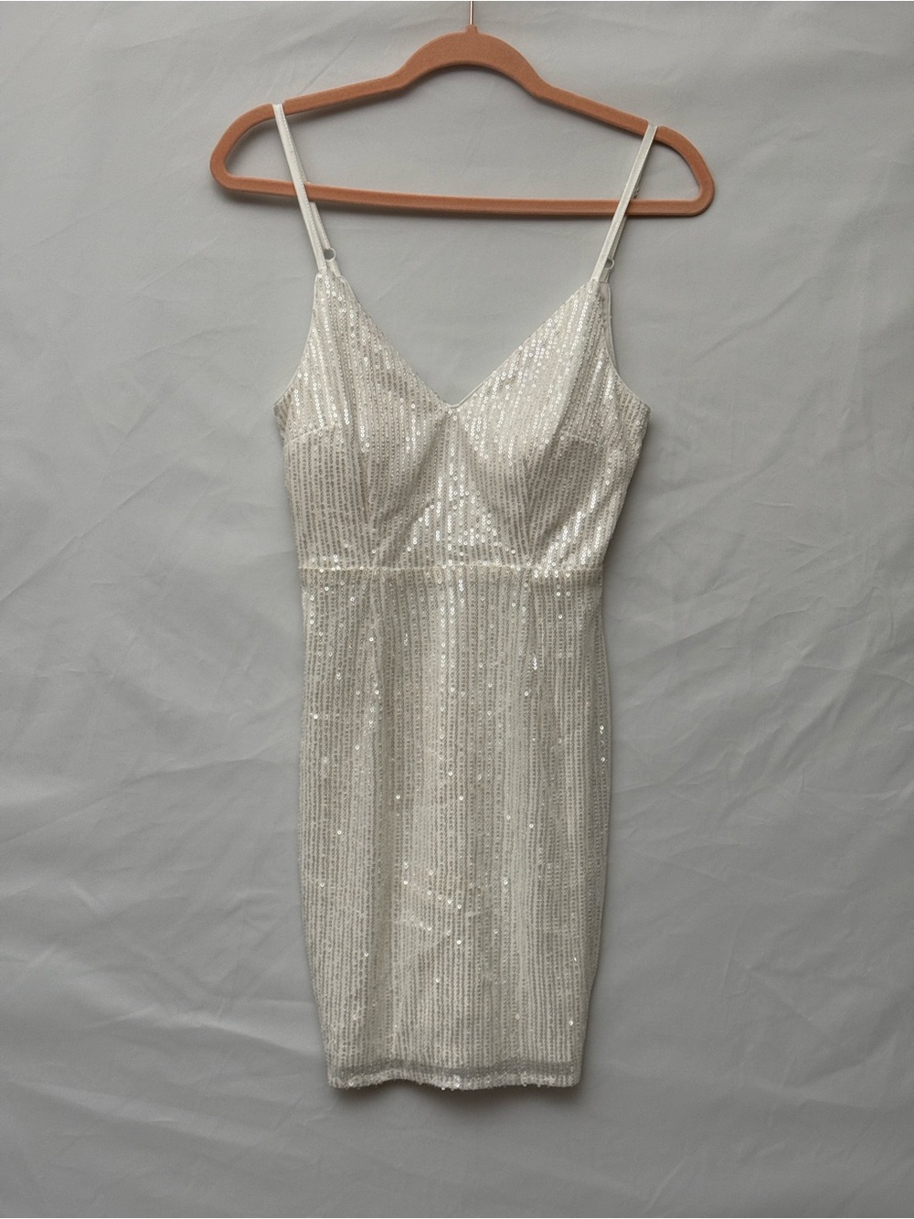 Lulu's Silver Sequin Mini Dress with Spaghetti Straps
